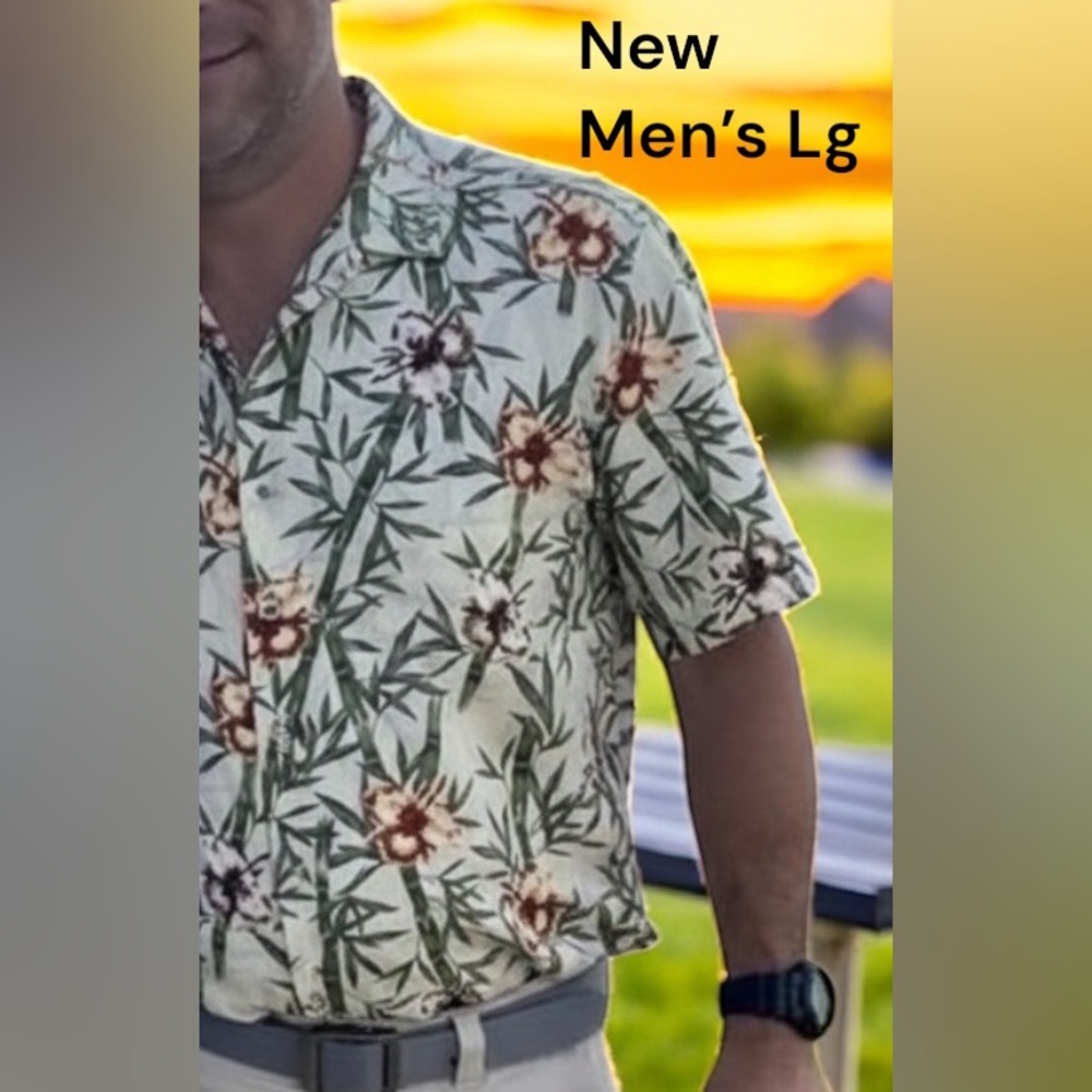 PRESWICK & MOORE Bamboo Button-Down Hawaiian Shirt - New w/tags! Mens Large